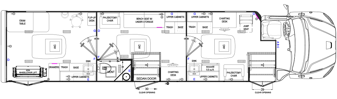 3 Room Clinic with Blood Draw Chair ADA Entrance Floorplan